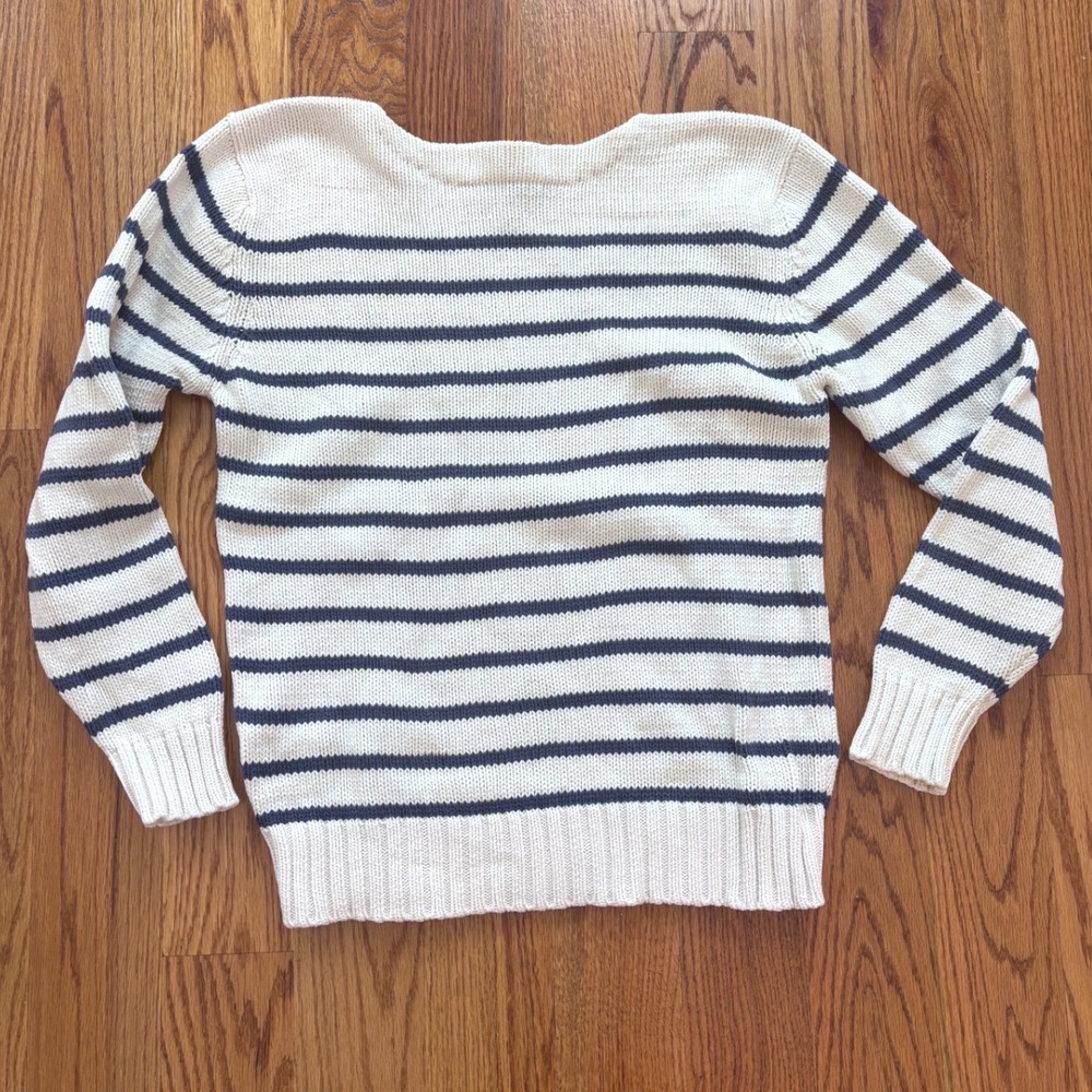 Britches Vintage Striped 100% Cotton Sweater‎ Womens Medium Blue Cream